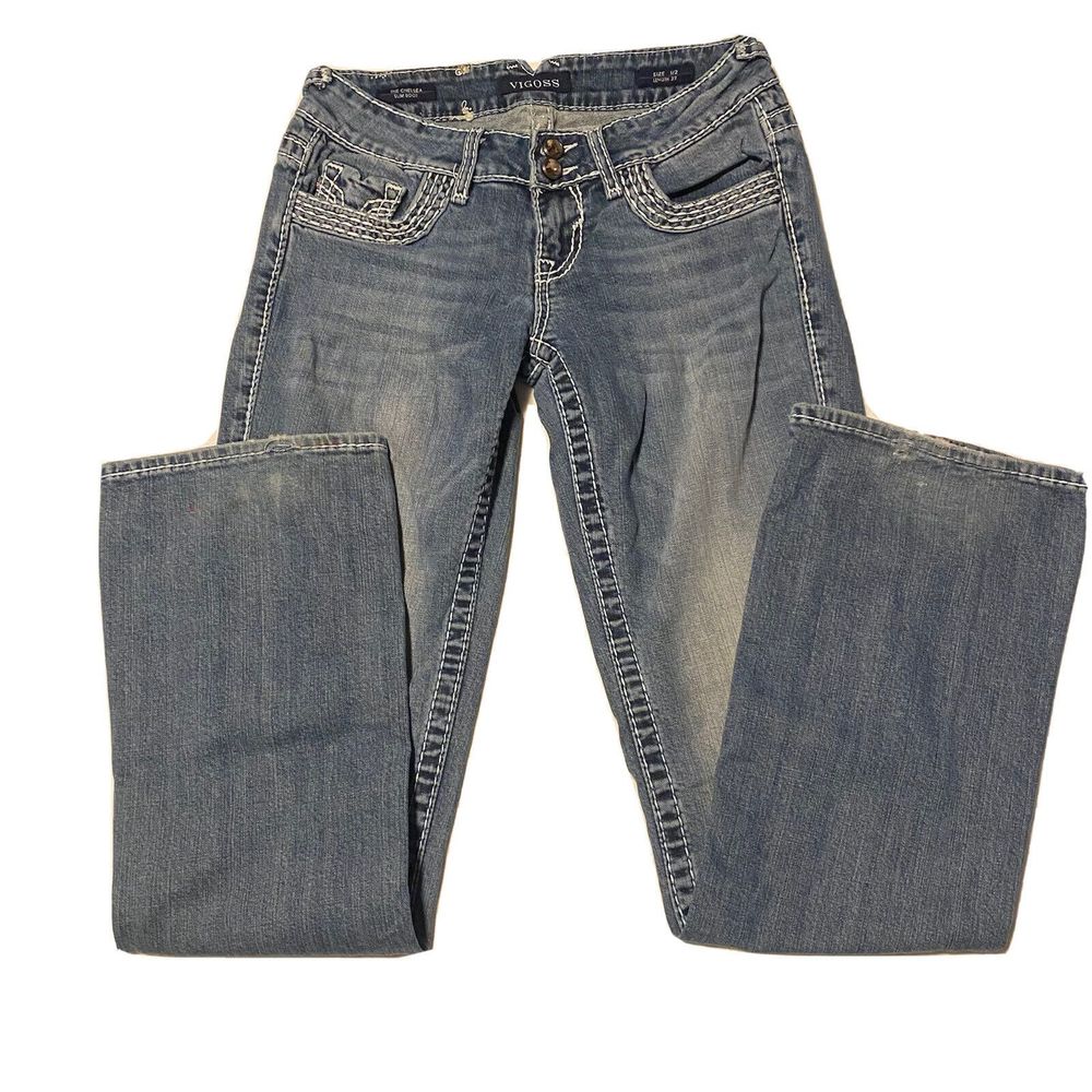 Vigoss Women’s Mid-Rise Straight Leg Jeans in Faded Blue